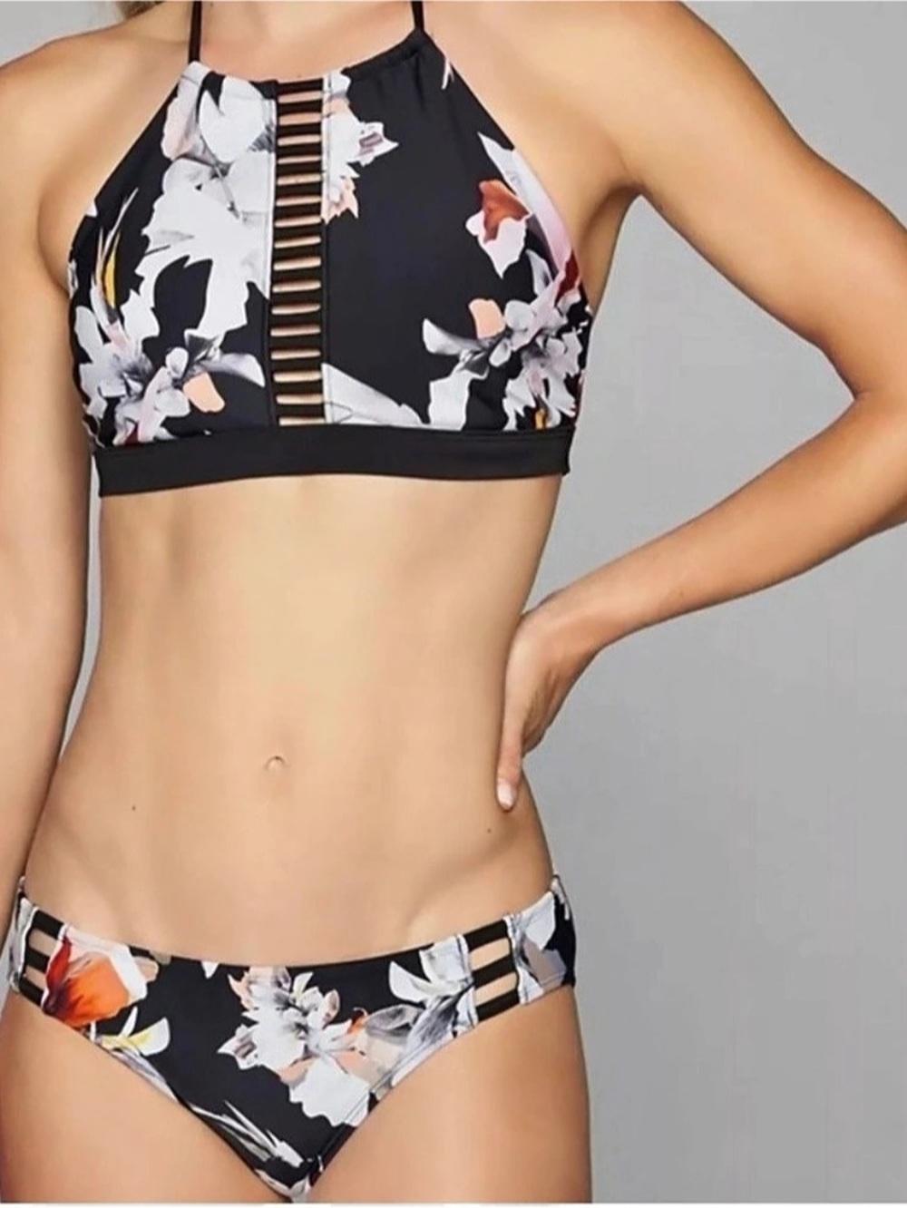 Athleta Polynesia High Neck Ladder Halter Bikini Set